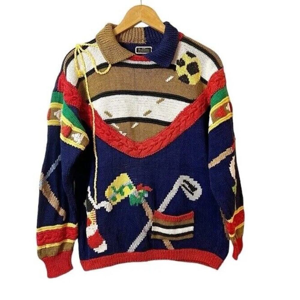 Vintage Britches Sports Handknit Pima Cotton Collared Sweater Golf tennis